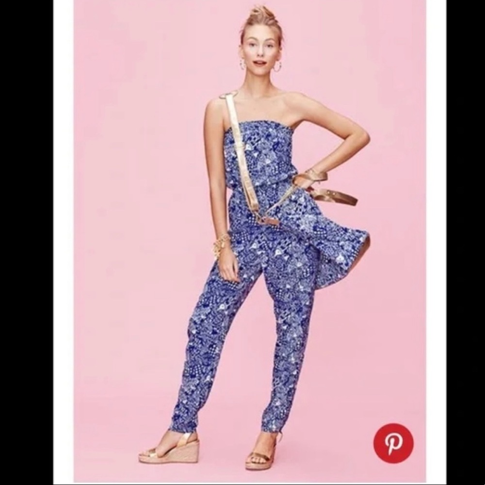 Lilly Pulitzer for Target Navy Printed Strapless Jumpsuit